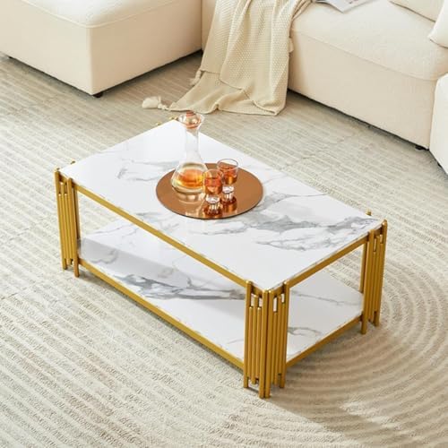 White Marble Coffee Table Set of 4, Faux Marble Coffee Tables, Luxury 4 Piece - Image 4
