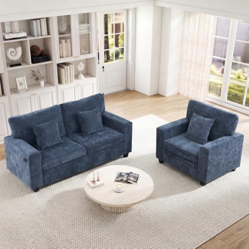 2 Seater Accent Couch with Chair Modern Chenille Sofa Set by MAHYIZYI-SimpleFashionable