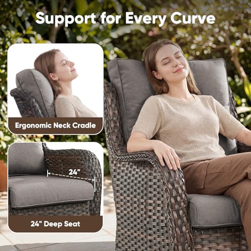 Belord 13 Piece Wicker Patio Furniture Set, Outdoor Swivel Rocker Chairs Set of - Image 4