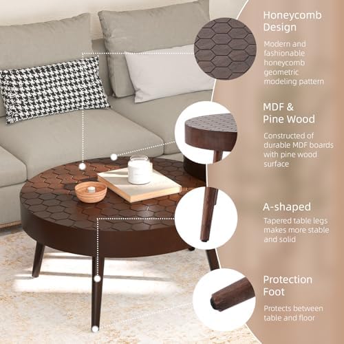 SUNBURY Coffee Table Set, Morden Round Coffee Table Set of 2, Livingroom Table - Image 6