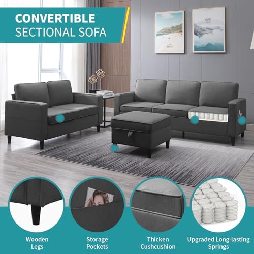 BALUS 78" Living Room Sofa Set, 3 Seater Sofa - Image 7