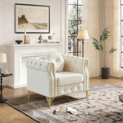 37" Velvet Chesterfield Single Sofa Chair - Image 6