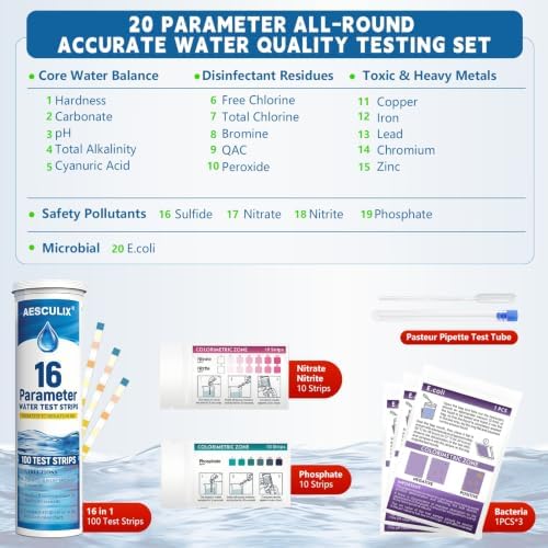 20-in-1 Water Testing Kit for Drinking & Well Water, 123 Test Strips - Image 2