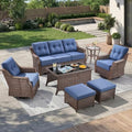Luxury 7 Pieces Outdoor Patio Furniture Set-All Weather Wicker Outdoor Furniture by JelwalyPatioFurnitureSet