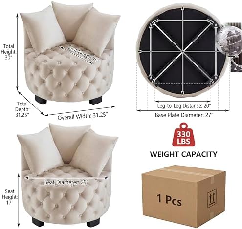 Modern Velvet Round Accent Armchair - Image 2