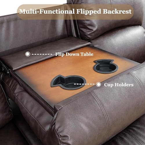 Leather Recliner 3 Seat Couch, Manual Reclining Sofa, Living Room 3-Seater Chair - Image 4