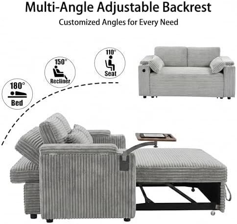 Auvsoce 65" 3-in-1 Pull-Out Convertible Sofa Bed - Image 4