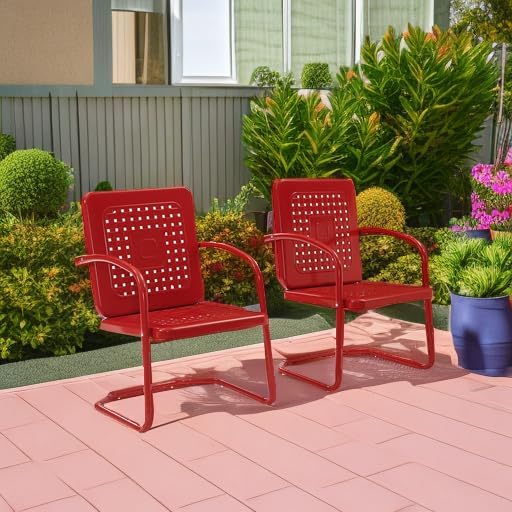 Crosley Furniture Bates 2-Piece Retro Metal Outdoor Patio Chair Set - Image 2