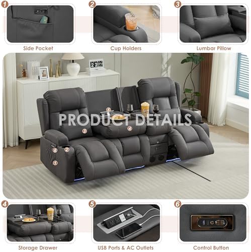 TUNYI Wall Hugger Loveseat Recliner Sofa - Image 6