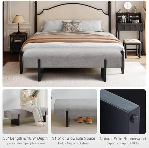Zesthouse Solid Wooden Bench for Bedroom, Modern Accent Entryway Bench - Image 3