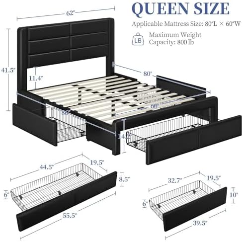 Yaheetech Queen Upholstered Bed Frame - Image 2