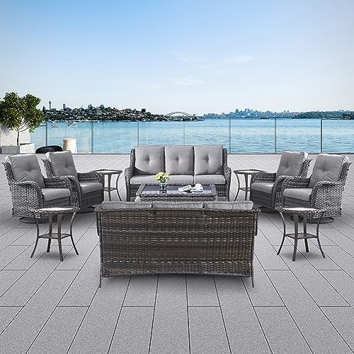 Belord 13 Piece Wicker Patio Furniture Set, Outdoor Swivel Rocker Chairs Set of - Image 3