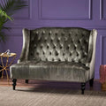 Modern Tufted Velvet Wingback Loveseat, Tufted Velvet 2 Seat Couch Sofas by Merax
