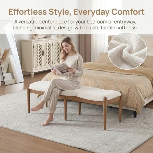 DUOMAY 55'' Modern Ottoman Bench, Chenille Upholstered - Image 6