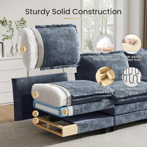 Large V-Shaped Modular Sectional Sofa, 7 Seater Cloud Couch - Image 5