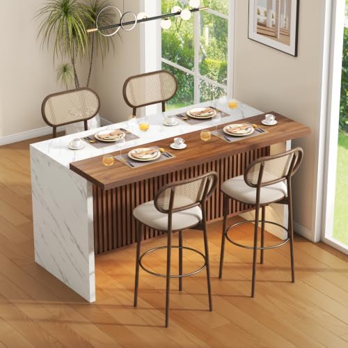 Gyfimoie 63" Large Imitation Marble Bar Table, Island Table by Gyfimoie