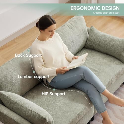70" Loveseat Sofa Couch, 2 Seat Chenille Couch - Image 3