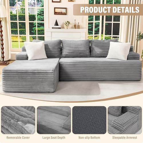 Hobestluk Boneless Couch Modular Sectional Sofa L-Shape Lounge Cloud Couch - Image 4