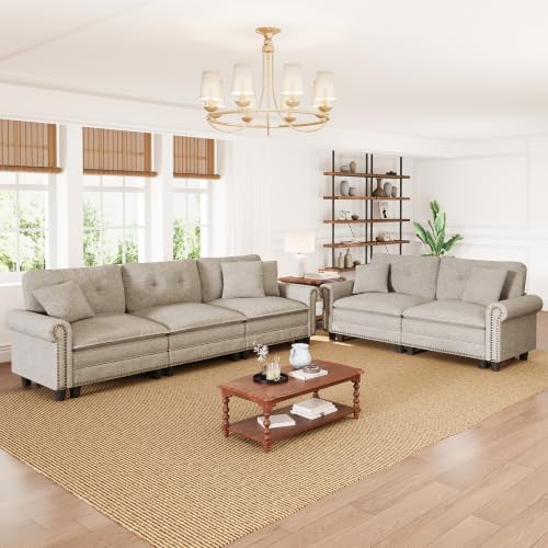 PHI VILLA Modular Sectional Sofa & Cloud Loveseat Set Living Room 2-Piece by PHIVILLA