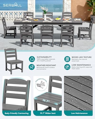 SERWALL Outdoor HDPE Armless Dining Chairs Set of 2, All-Weather Use - Image 4