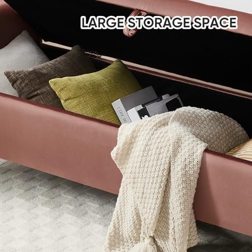 Storage Bench for Bedroom, 65 in End of Bed Storage Bench Rose Gold - Image 6