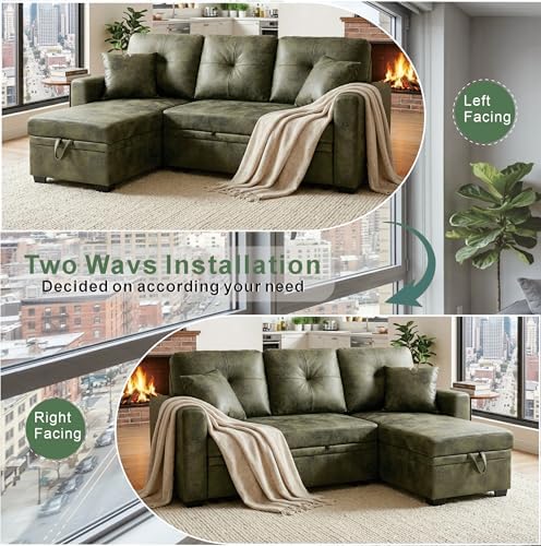 71" Faux Leather Luxury Modular Sleeper Sofa Bed - Image 6