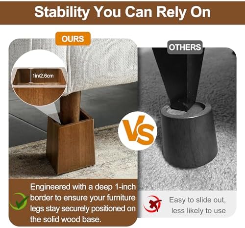 Wooden Bed Risers 5 Inch Heavy Duty, Support 2500 lbs - Image 7