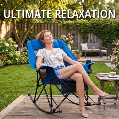 400lbs Rocking Camping Chair Oversized Folding Rocker - Image 7