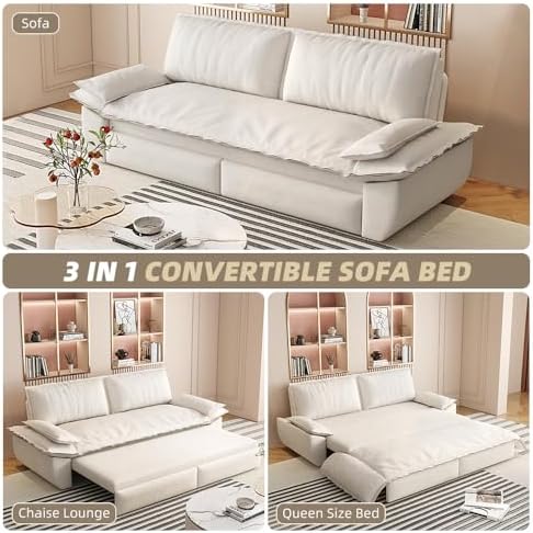 KEIKI 73.2" Queen Convertible Sofa Bed, 3-in-1 Pull-Out Futon Couch - Image 3