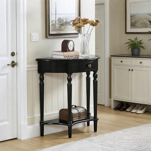 Half Moon Console Table Solid Wood Vintage Entryway Table - Image 3