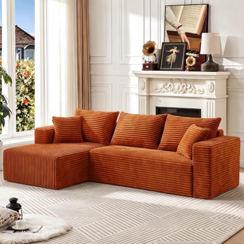 92.5" Boneless Couch, Left Facing Sectional Sofa by Yimilife
