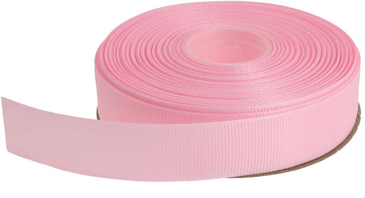 Solid Grosgrain Ribbon 25 Yard Each Roll 100% Polyester Woven Edge (1", Pink)