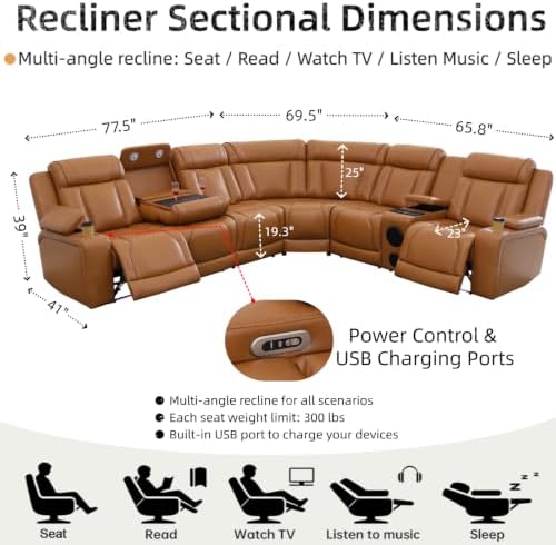 Leather Power Reclining Sectional Sofa Set - Image 2