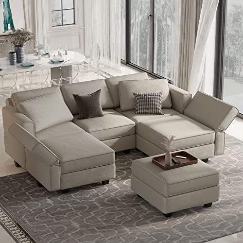 Belffin Modular Velvet Sectional Sofa - Image 3