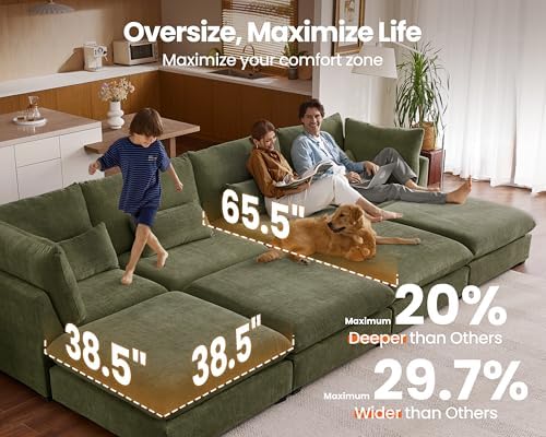 115" Oversize Chenille Modular Sectional Sofa Couches - Image 3