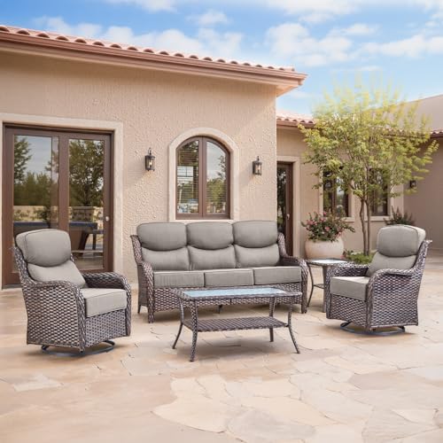 Swivel Patio Chairs sofa Set of 5 by Bellefurn