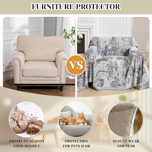 MEETSKY Small Couch Cover Oversized Chair Cover Washable, Chenille Soft Throw - Image 7