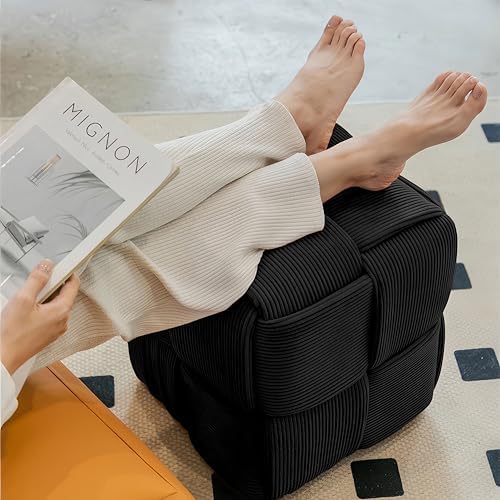 Cmishe 15" Square Woven Corduroy Ottoman Footrest - Image 5