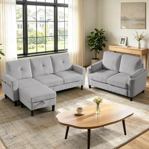2 Piece Sectional Sofa Couch Set, 3-Seater Couch and Loveseat by soscana