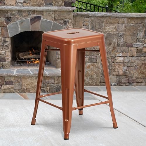 Flash Furniture Kai Commercial Grade 4 Pack 24" High Backless Copper - Image 2