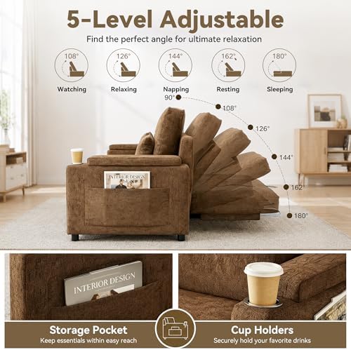Sleeper Sectional Sofa, Adjustable Backrest and Seating, L Shaped Couch - Image 4
