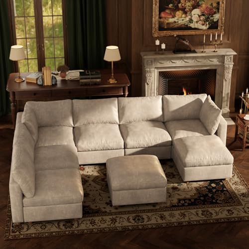 128'' Faux Leather Modular Sectional Sofa by Quenvo