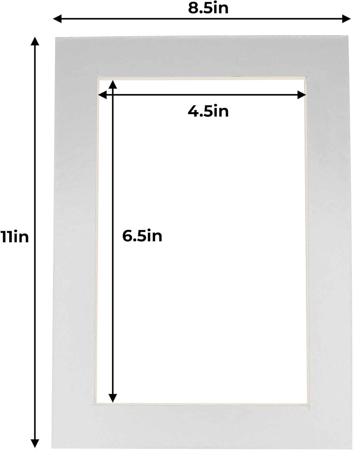 5x7 Mat for 8.5x11 Frame - Precut Mat Board Acid-Free Show Kit with Backing Board, and Clear Bags Metallic Silver 5x7 Photo Matte Made to Fit a 8.5x11 Picture Frame Matboard for Framing, Pack of 1 Mat