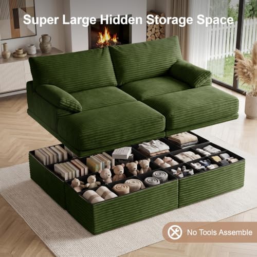 71" Modular Loveseat Sofa with Storage, 2-Seater Boneless Couch with Ottoman - Image 4