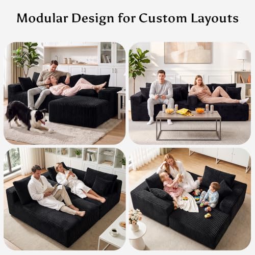 Boneless Couches for Living Room, L Shape Modular Sectional Sofa - Image 4