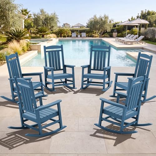 SERWALL Outdoor Rocking Chair Set of 6, Oversized Patio Rocking Chair by SERWALL