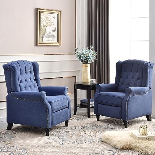 EBELLO 2 Pcs Pushback Recliner Chairs, Fabric Armchair Push Back Recliner by EBELLO