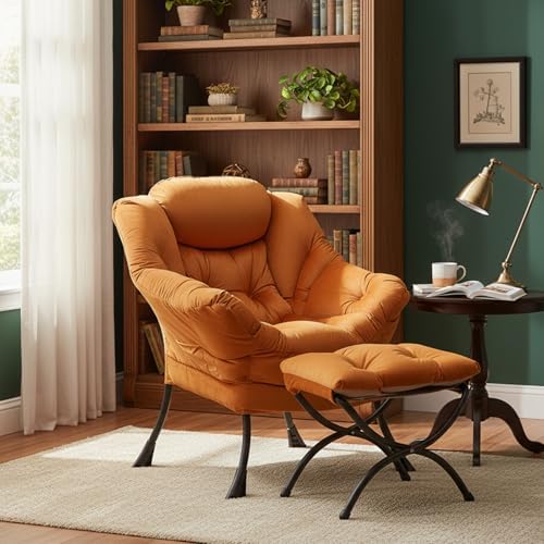 Welnow Lazy Chair with Ottoman, Reading Chair with Footrest - Image 2