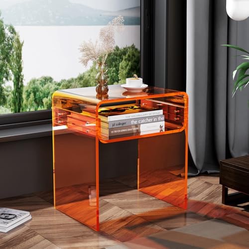 Clear Acrylic End Table 2-Tier Bedside nightstand - Image 5