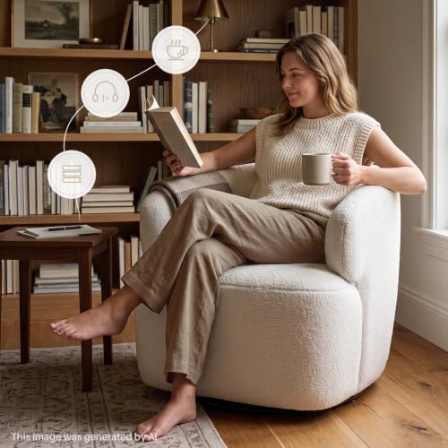 SOFTHION Swivel Accent Chair, Sherpa Teddy Barrel Chair - Image 3